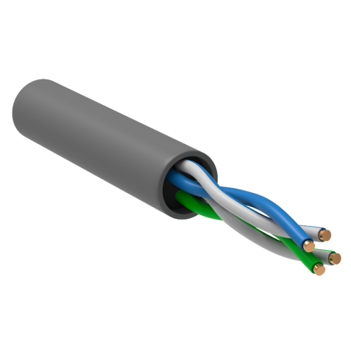 Кабель связи витая пара U/UTP, кат.5E, 2 пары 24AWG solid, 500м, ПВХ, серый Кабель связи витая пара U/UTP, кат.5E, 2 пары 24AWG solid, 500м, ПВХ, серый