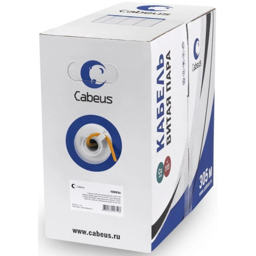 Кабель информационный Cabeus UTP-4P-Cat.6-SOLID-LSZH кат.6 U/UTP 4 пары LSZH внутренний 305м оранжевый