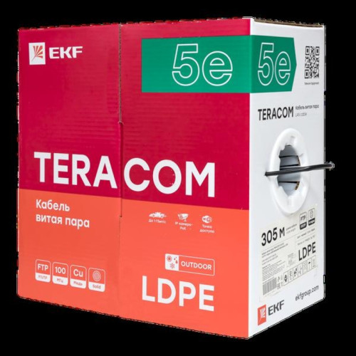 Витая пара/ Витая пара TERACOM 5E F/UTP 4 пары solid OUT LDPE черный 305м