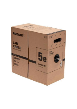 Кабель информационный Rexant 01-0143-R кат.5E F/UTP 4 пары 24AWG PVC внутренний 305м серый