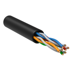 Кабель связи витая пара U/UTP, кат.5E 4х2х24AWG solid, LDPE, 305м, черный