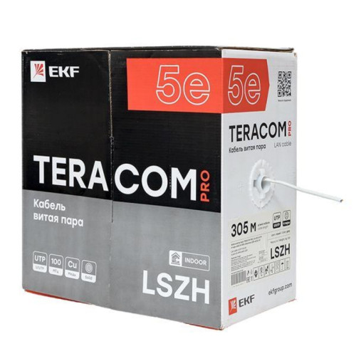 Витая пара/ Витая пара TERACOM PRO 5E U/UTP 4 пары solid 24AWG LSZH нг(А)-HF серый 305м