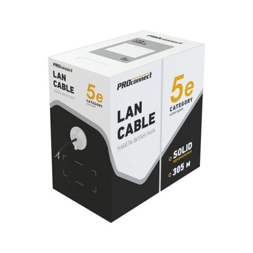 Кабель информационный PROconnect 01-0054 кат.5E UTP 4 пары 24AWG PE внешний 305м черный