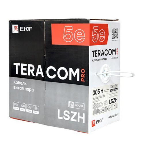 Витая пара/ Витая пара TERACOM PRO 5E U/UTP 4 пары solid 24AWG LSZH нг(А)-HF серый 305м