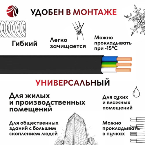 Кабель силовой ППГ/ Кабель силовой ППГ-Пнг(А)-HF 3х2.5-0.66 барабан ТРТС
