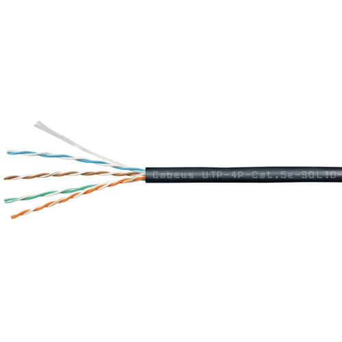 Кабель информационный Cabeus UTP-4P-Cat.5e-SOLID-OUT-PE-UV кат.5E U/UTP 4 пары PE внешний 305м черный