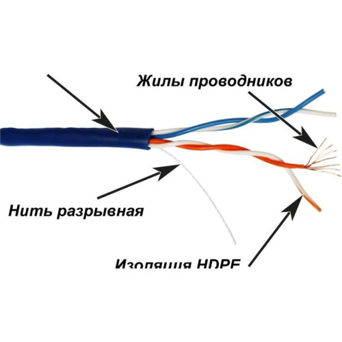 Кабель информационный Lanmaster TWT-5EUTP2PT-BL кат.5E UTP 2 пары 24AWG PVC внутренний 305м синий Кабель информационный Lanmaster TWT-5EUTP2PT-BL кат.5E UTP 2 пары 24AWG PVC внутренний 305м синий