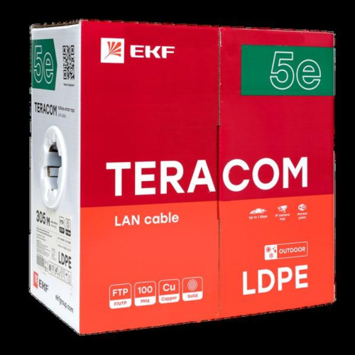 Витая пара/ Витая пара TERACOM 5E F/UTP 4 пары solid OUT LDPE черный 305м