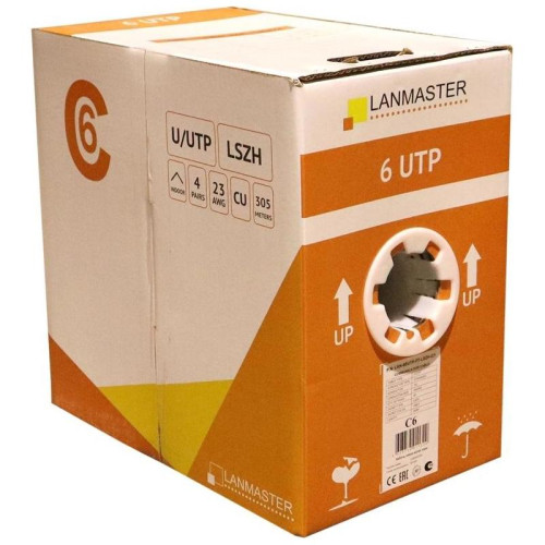 Кабель информационный Lanmaster LAN-6EUTP-PT-LSZH-GY кат.6 UTP 4 пары 23AWG LSZH внутренний 305м серый