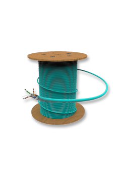 Кабель F/UTP Кат.6А, 500 МГц,23AWG/1, LSZH 3-22, 7,3 мм, бирюзово-синий (RAL5018), барабан 500 м