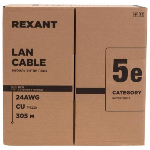 Кабель информационный Rexant 01-0146-R кат.5E F/UTP 4 пары 24AWG PE внешний 305м черный