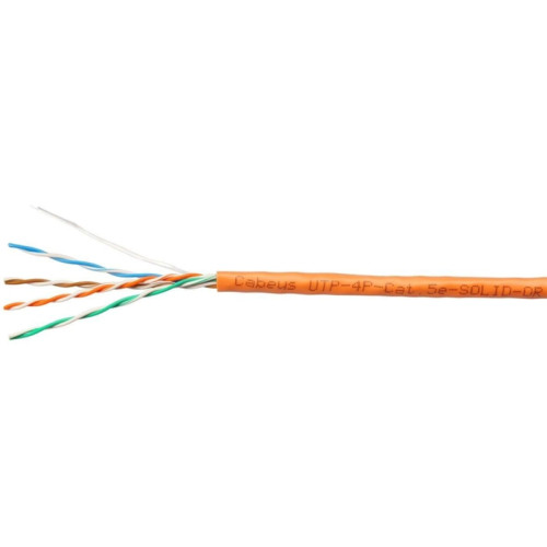 Кабель информационный Cabeus UTP-4P-CAT.5E-SOLID-OR кат.5E U/UTP 4 пары 24AWG PVC внутренний 305м оранжевый