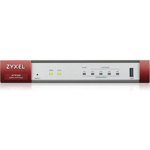 Межсетевой экран/ Межсетевой экран Zyxel ATP100, 1xWAN GE, 1xOPT GE (LAN/WAN), 3xLAN/DMZ GE, 1xUSB3.0, AP Controller (8/24), NebulaFlex Pro, с подпиской Gold на 1 год (AS, AV, CF, IDP/DPI, Sandboxing, SecuReporter, Secure Wi-Fi, 24 AP) **