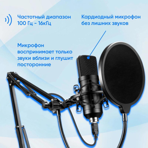 Микрофон проводной Oklick SM-700G 2.5м черный