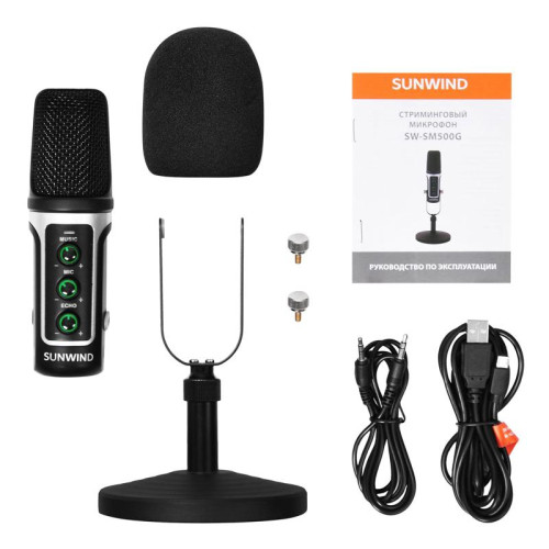 Микрофон проводной SunWind SW-SM500G 1.8м черный