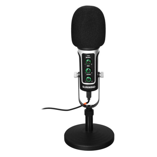 Микрофон проводной SunWind SW-SM500G 1.8м черный