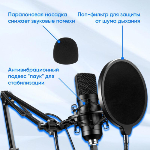 Микрофон проводной Oklick SM-700G 2.5м черный