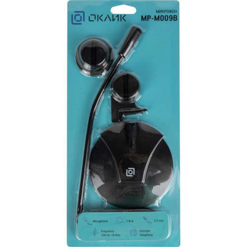 Микрофон проводной Oklick MP-M009B 1.8м черный