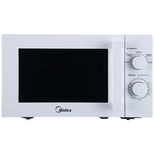 Отдельностоящая микроволновая печь Midea/ Отдельностоящая микроволновая печь Midea, объем 20 л, механическое управление, таймер, 5 уровней мощности, подсветка, размораживание, поворотный стол, цвет белый