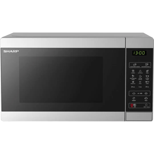 Микроволновая печь Sharp/ 20 л, 800 Вт, переключатели - сенсор, гриль, дисплей, 44 см x 25.8 см x 32.4 см,серебристый металлик