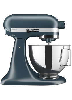 Настольный миксер KitchenAid, планетарное смешивание, 10 скоростей, объем чаши 4.3 л, откидной блок, цвет стальной синий