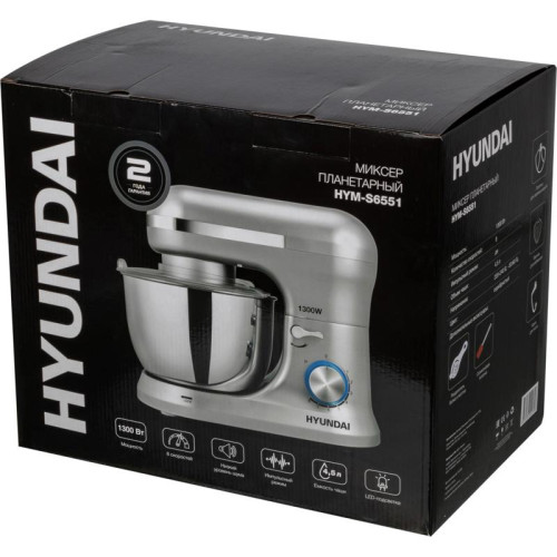 Миксер планетарный Hyundai HYM-S6551 1300Вт серебристый
