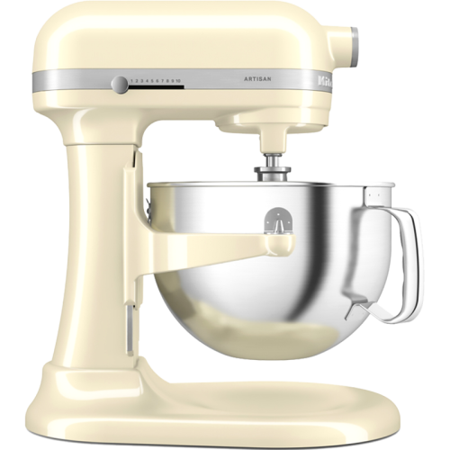Настольный миксер с выдвижной чашей KitchenAid, 5.6 л, мощность 375 Вт, планетарное вращение, механическое управление, 11 скоростей, венчик/крюк для теста/лопатка для смешивания, цвет бежевый