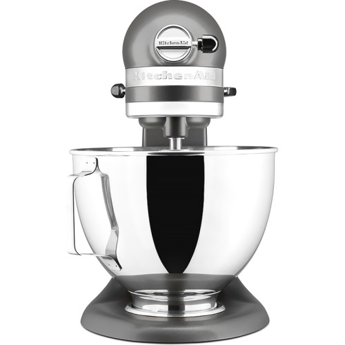 Настольный миксер KitchenAid, планетарное смешивание, 10 скоростей, объем чаши 4.3 л, откидной блок, цвет серебристый