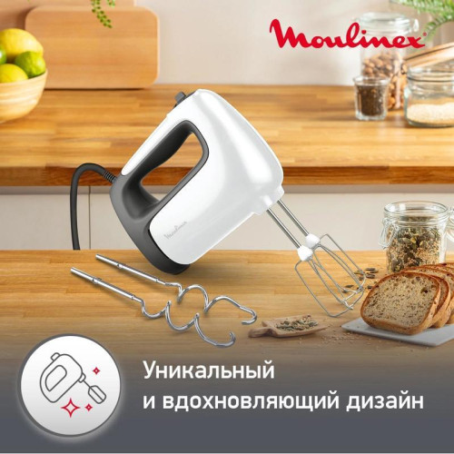 Миксер ручной Moulinex HM460110 500Вт белый/черный