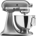 Настольный миксер KitchenAid, планетарное смешивание, 10 скоростей, объем чаши 4.3 л, откидной блок, цвет серебристый