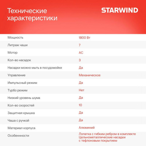 Миксер планетарный Starwind SPM4173 1800Вт кремовый