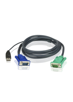 Кабель KVM  USB(тип А Male)+HDB15(Male) <->  SPHD15(Male) 5,0м., черный./ATEN/ CABLE HD15M/USB A(M)--SPHD15M, 5M