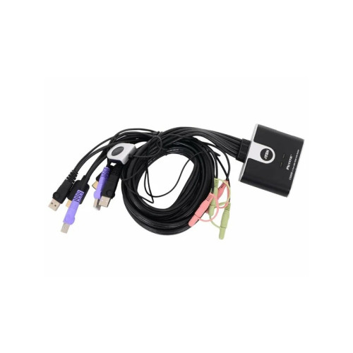 2-портовый KVM-переключатель со встроенными KVM кабелями (1,2м), 1 user(HDMI(Female)+2xAudio(Female)+2xUSB(Тип А Female), KVM-порты:(HDMI(Male)+2xAudio(Male)+2xUSB(Тип A Male). Поддержка до (1920 x 1200) 1080p. Звук 2.1/ PETITE 2 PORT USB2.0 HDMI KVM SWI 2-портовый KVM-переключатель со встроенными KVM кабелями (1,2м), 1 user(HDMI(Female)+2xAudio(Female)+2xUSB(Тип А Female), KVM-порты:(HDMI(Male)+2xAudio(Male)+2xUSB(Тип A Male). Поддержка до (1920 x 1200) 1080p. Звук 2.1/ PETITE 2 PORT USB2.0 HDMI KVM SWI