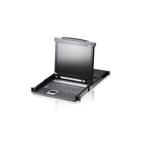 Переключатель/switch, KVM, 1 user консоль LCD/ЖК 19 =16 cpu/портов/port PS2/USB+VGA, с KVM-шнурами PS2 1х1.8м.;USB 1x1.8м., 1280x1024, 1U 19, исп.спец.шнуры, OSD, каскад 256, лат./рус.клав/ 16P  LCD KVMP SWITCH 19INCH