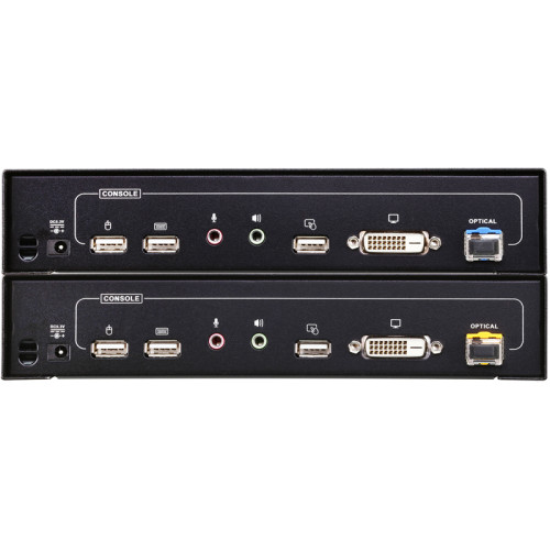 Удлинитель/extender, DVI-D+AUDIO+RS232, 20 км., 1xОптич.волокно одномод./singlemode 1310/1550нм, DVI-D+2xMINIJACK+DB9+LС+2xUSB А-Тип+2xUSB B-Тип, F, без шнуров, 2xБ.П. 220> 5.3V, (до 1920x1200 60Hz;HDTV 720p/1080p;HDCP)/ DVI Optical KVM Extender W/1.8M W/