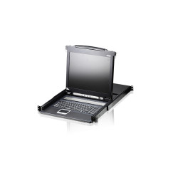 Переключатель/switch, KVM, 1 user консоль LCD/ЖК 19 =16 cpu/портов/port PS2/USB+VGA, с KVM-шнурами PS2 1х1.8м.;USB 1x1.8м., 1280x1024, 1U 19, исп.спец.шнуры, OSD, каскад 256, лат./рус.клав/ 16P  LCD KVMP SWITCH 19INCH
