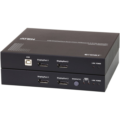 USB, Двойдной DisplayPort, КВМ-удлинитель с поддержкой HDBaseT™ 2.0 (4K@100 м)/ATEN/ USB Dual DisplayPort HDBaseT2.0 KVM Extender (4K@100м)