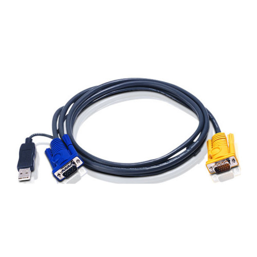 Шнур, мон., клав.+мышь USB, SPHD15=>HD DB15+USB A-Тип, Male-2xMale,  8+4 проводов, опрессованный,   1.8 метр., черный/ Intelligent CABLE HD15M/USBAM 1.8M