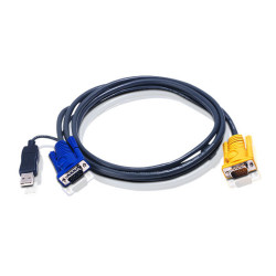 Шнур, мон., клав.+мышь USB, SPHD15=>HD DB15+USB A-Тип, Male-2xMale,  8+4 проводов, опрессованный,   3 метр., черный/ Intelligent cable HDB15m/USBAM 3M