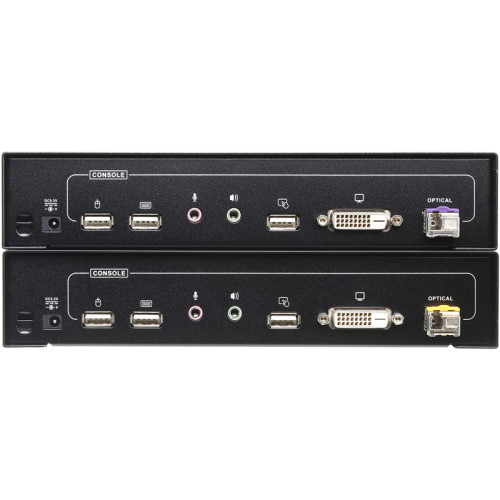 Удлинитель/extender, DVI-D+AUDIO+RS232, 20 км., 1xОптич.волокно одномод./singlemode 1310/1550нм, DVI-D+2xMINIJACK+DB9+LС+2xUSB А-Тип+2xUSB B-Тип, F, без шнуров, 2xБ.П. 220> 5.3V, (до 1920x1200 60Hz;HDTV 720p/1080p;HDCP)