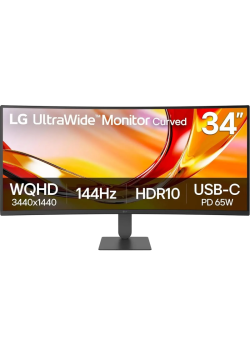 Монитор 34'' LG 34U640B-B/ LG 34U640B-B 34'' Curved 1800R, 3440x1440, VA, 178x178, 300nit, 144Hz, 5ms, 2HDMI/DP, 1USB-C, 2USB-A, LT, ExtPWR, 100x100VESA, Черный, 1y