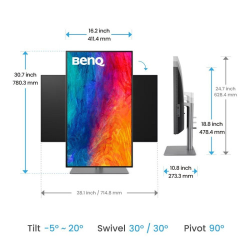 Benq PD3225U 31,5'', 3840x2160, IPS,  60Hz, 1000:1, 400cd, 5ms, HDMI, DP; 3*USB 3.2; USB C*90W, Thunderbolt 3, Speakers, Height adj 110, 99% sRGB, Flicker-free;Low Blue Light, Calibration Report, 3Y, Grey