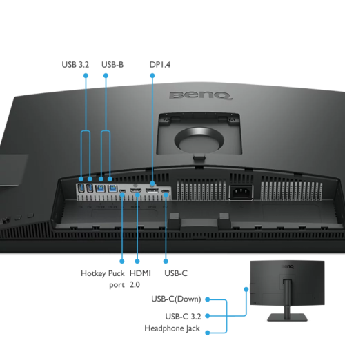 Benq PD2705U 27'', 3840x2160, IPS,  60Hz, 1200:1, 350cd, 5ms, HDMI, DP; 3*USB 3.0, USB C*65W, Thunderbolt 3, Speakers, Height adj 110, Pivot, 100% sRGB, Flicker-free;Low Blue Light, Calibration Report, 3Y, Grey