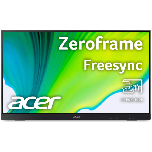 Монитор/ ACER UT222Qbmip 21,5'', 21,5'', ZeroFrame, Black  10 point touch, 16:9, IPS, 1920x1080, 5ms, 250cd, 75Hz, 1xVGA + 1xHDMI(1.4) + 1xDP(1.2) + SPK, Speakers 2Wx2, sync: FreeSync, Vesa:100x100