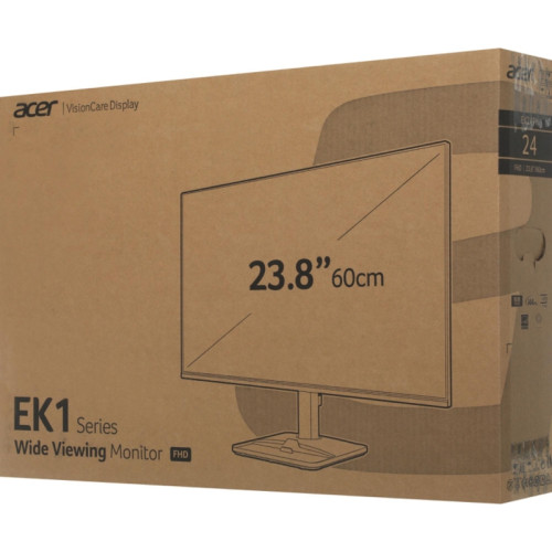 Монитор Acer EK241YP0bmix 23,8'', 16:9, VA, FHD, 1/4ms, 250cd, 144Hz, VGA, HDMI, SPK
