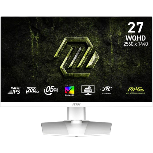 Монитор/ MSI MAG 274QRFW E20 27'', 2560x1440, Rapid IPS, 178x178, 300nit, 200Hz, 0.5ms, 2HDMI/DP, noUSB-A, Audio out, LTSP, IntPWR, 100x100VESA, White, 1y