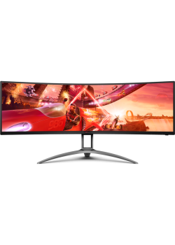 AOC AG493UCX2 49'', Curved, 5120x1440, VA, 165hz, 80M:1, 400cd, 1ms, 3xHDMI 2.0, DP 1.4, 3xUSB 3.2, Type-C 65W, Speakers, H. adj 100mm, 3Y, Black