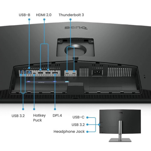 Benq PD3225U 31,5'', 3840x2160, IPS,  60Hz, 1000:1, 400cd, 5ms, HDMI, DP; 3*USB 3.2; USB C*90W, Thunderbolt 3, Speakers, Height adj 110, 99% sRGB, Flicker-free;Low Blue Light, Calibration Report, 3Y, Grey