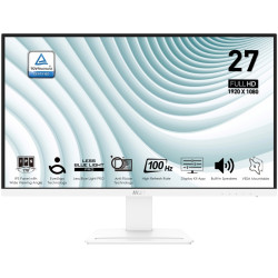 Монитор/ Монитор MSI PRO MP273AW 27'' 1920x1080, IPS, 178/178, 4мс, 300nit, 1000:1, 100Hz, DP/HDMI/VGA, noUSB, 2x3W, T, White-White