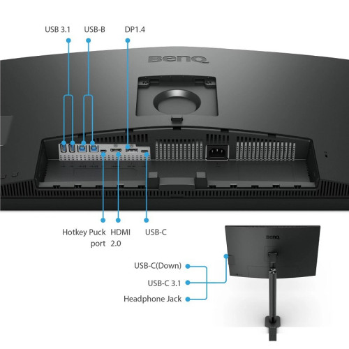 Benq PD3205UA 31,5'', 3840x2160, IPS,  60Hz, 1000:1, 350cd, 5ms, HDMI, DP; 3*USB 3.2; USB C*90W, Speakers, Height adj 110, 99% sRGB, Flicker-free;Low Blue Light, Calibration Report, Table Mounting, 3Y, Grey